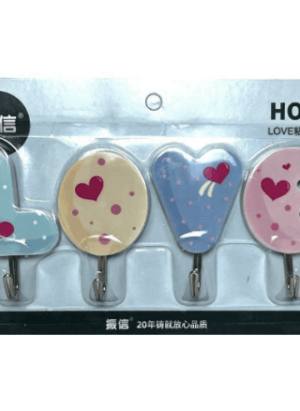 Kit com 4 Ganchos adesivos para parede LOVE Multiuso Decoração