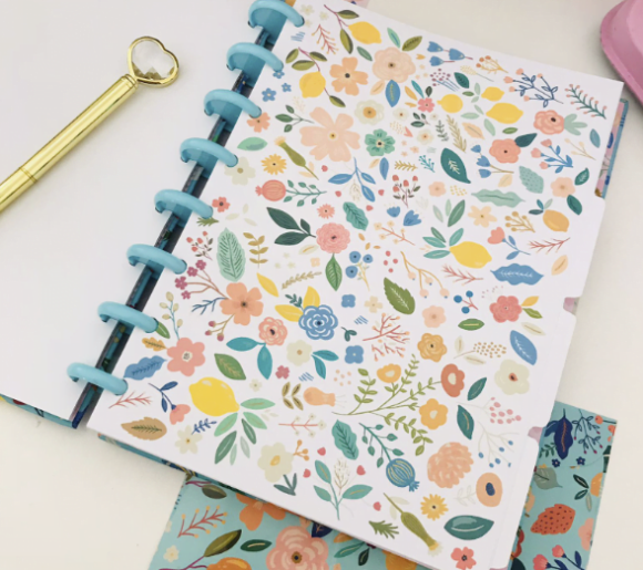 Caderno Inteligente de Disco Floral Turquesa Tamanho A5 (médio) - Image 2