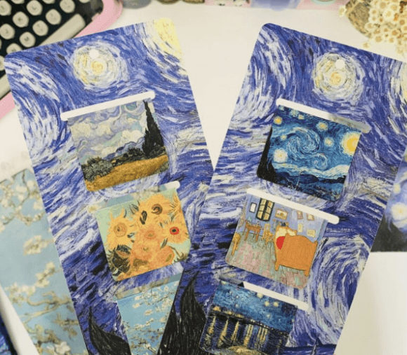 Kit com 3 Marcadores de Páginas Magnéticos Van Gogh